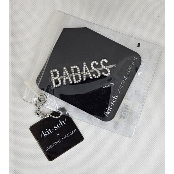 New Kitsch X Justine Marjan BADASS Rhinestone Bobby Pin Hematite - Picture 2 of 3